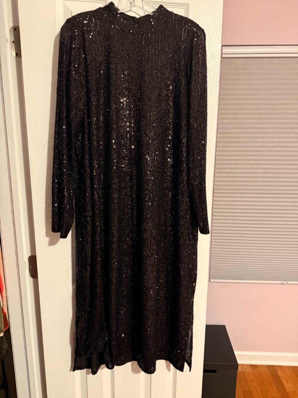 Sequin long sleeve dress, with side slits